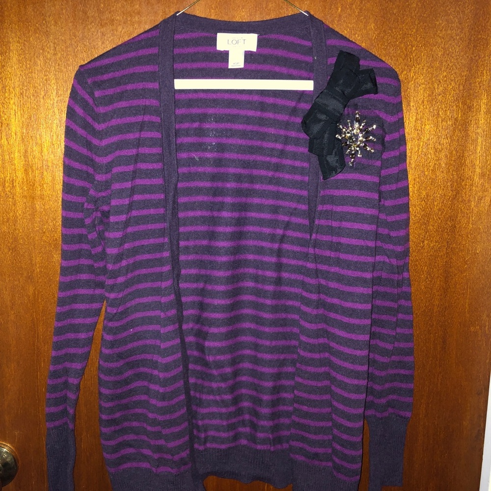 Loft striped cardigan size petite xs